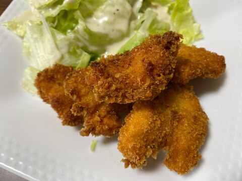 ムネ肉で一口カツ☆バッター液で簡単に！